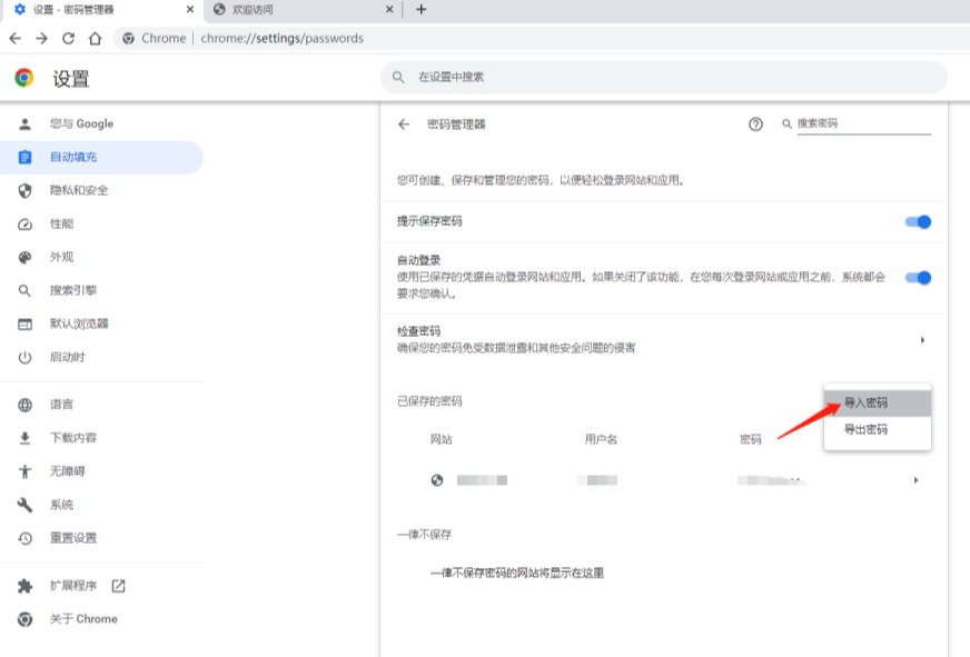 谷歌浏览器如何导入账号密码7